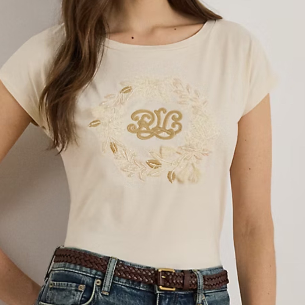 NWT POLO RALPH LAUREN Embroidered-Logo Cotton Jersey Tee Size US XL